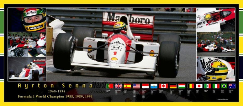 Ayrton Senna / McLAREN 82cm x 36cm panoramic photo collage Limited edition